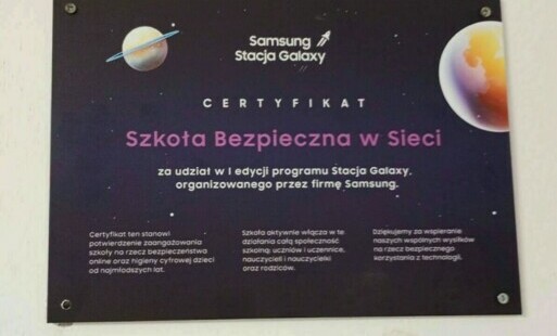 Zdjęcie do Certyfikat &bdquo;Szkoła Bezpieczna w Sieci&rdquo;