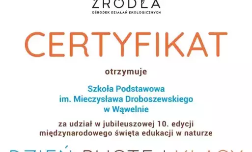 Zdjęcie do &bdquo;Dzień Pustej Klasy&rdquo; - certyfikat